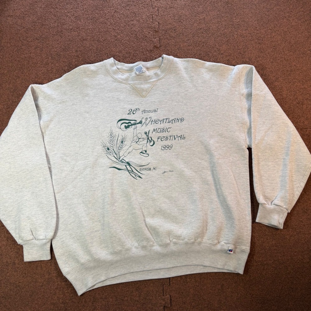 Russell Athletic Wheatland Music Festival 1999 Sweatshirt XXL Gray Made in USA